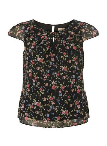 Dorothy Perkins *billie & Blossom Petite Black Floral Print Top