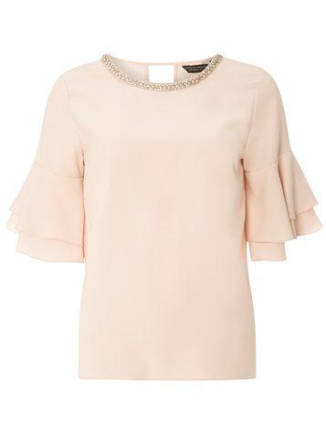 Dorothy Perkins Nude Ruffle Embellished Top