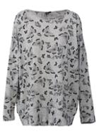 Dorothy Perkins *izabel London Grey Butterfly Print Knitted Top