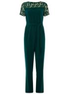 Dorothy Perkins *green Lace Mix Jumpsuit