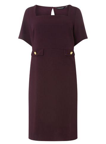 Dorothy Perkins *dp Curve Wine Button Pocket Fit And Flare Dress