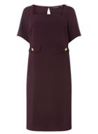 Dorothy Perkins *dp Curve Wine Button Pocket Fit And Flare Dress