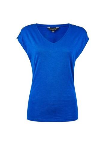 Dorothy Perkins Cobalt Slub Button T-shirt