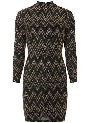 Dorothy Perkins Petite Brown Zig Zag Bodycon Dress