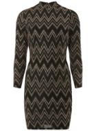 Dorothy Perkins Petite Brown Zig Zag Bodycon Dress