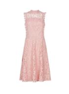 Dorothy Perkins Blush Shirred Neck Lace Midi Dress