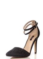 Dorothy Perkins *quiz Black Glitter Strap Shoes