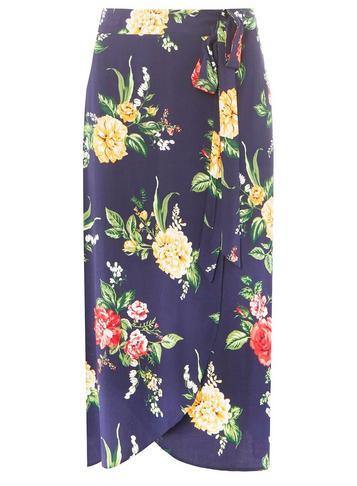 Dorothy Perkins Blue Floral Print Midi Skirt