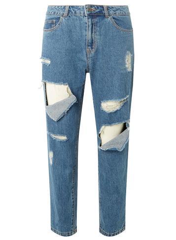 Dorothy Perkins *noisy May Fishnet Ripped Cropped Jeans