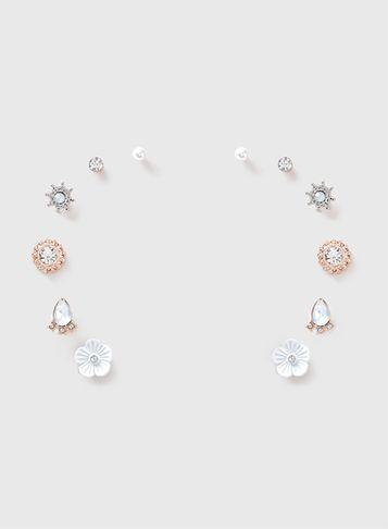 Dorothy Perkins 6 Pack White Flower Stud Earrings
