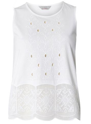 Dorothy Perkins Petite White Embroidered Jersey Shell Top