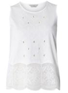 Dorothy Perkins Petite White Embroidered Jersey Shell Top