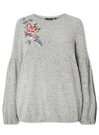 Dorothy Perkins Dp Curve Grey Floral Embroidered Bubble Jumper