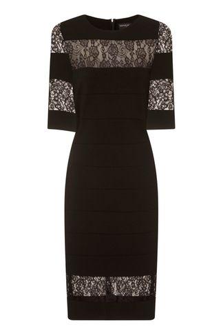 Dorothy Perkins *paper Dolls Black Lace Insert Bodycon Dress