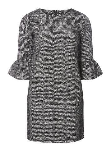 Dorothy Perkins Black And Ivory Herringbone Print Shift Dress