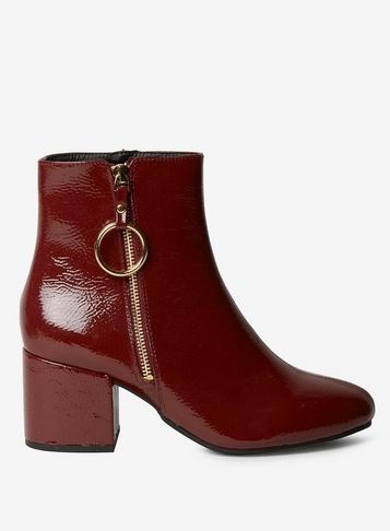 Dorothy Perkins Wide Fit Burgundy Amelie Zip Boots