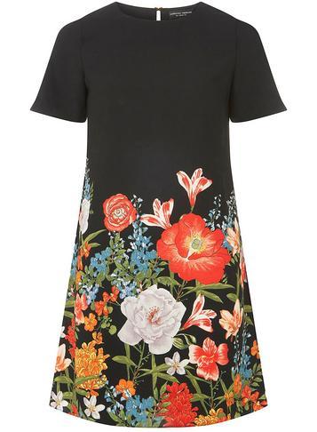 Dorothy Perkins Black And Red Floral Print Shift Dress