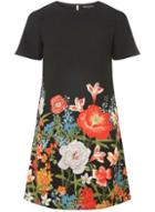 Dorothy Perkins Black And Red Floral Print Shift Dress