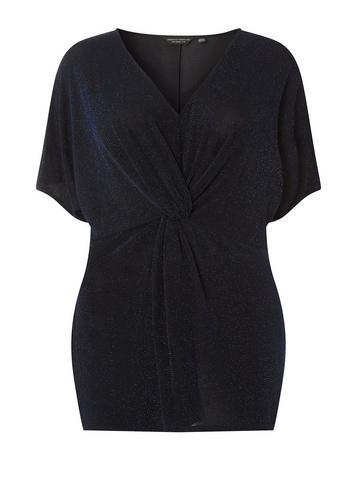 Dorothy Perkins *dp Curve Black Cobalt Knot Front Top
