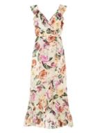 Dorothy Perkins Cream Floral Ruffle Wrap Maxi Dress