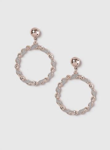 Dorothy Perkins Rose Gold Glitter Twist Hoop Earrings