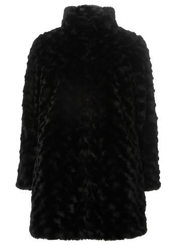 Dorothy Perkins Petite Black Faux Fur Swirl Coat