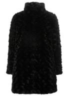 Dorothy Perkins Petite Black Faux Fur Swirl Coat