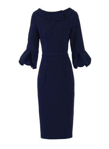 *jolie Moi Navy Puffy Sleeved Dress