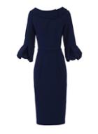 *jolie Moi Navy Puffy Sleeved Dress
