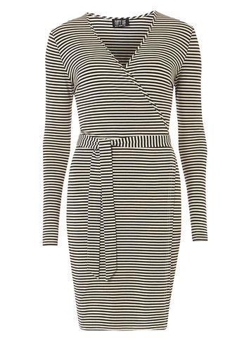 Dorothy Perkins *poppy Lux Black Cream Anita Wrap Dress