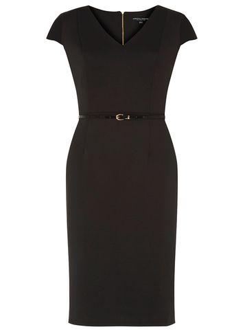 Dorothy Perkins Black Scuba Belted Pencil Dress