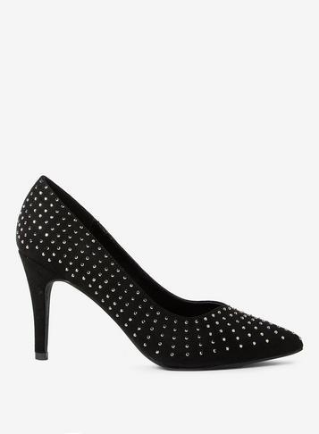 Dorothy Perkins Black Glare Embellished Court Shoes