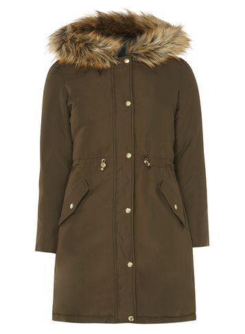 Dorothy Perkins Petite Navy And Khaki Reversible Parka Coat