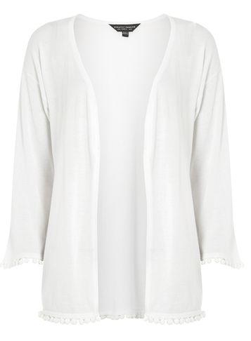 Dorothy Perkins White Pom Pom Trim Cardigan