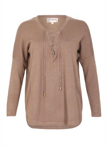 Dorothy Perkins *voulez Vous Coffee Lace Up Chest Jumper
