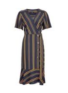 Dorothy Perkins Navy Stripe Print Short Sleeve Wrap Dress