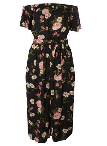 Dorothy Perkins Black Floral Print Bardot Jumpsuit