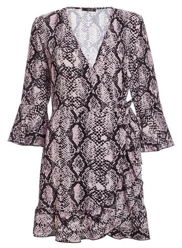 *quiz Pink Snake Print Wrap Dress