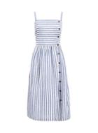 Dorothy Perkins Blue Linen Blend Striped Blend Camisole Dress