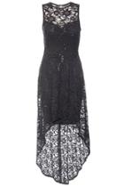 Dorothy Perkins *quiz Black Glitter Lace Skater Dress