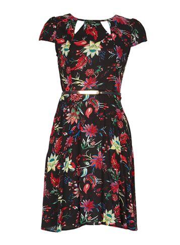Dorothy Perkins * Izabel London Petite Multi Black Skater Dress