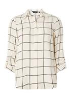 Dorothy Perkins Cream Checked Tab Roll Sleeve Shirt