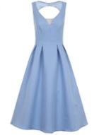 Dorothy Perkins *chi Chi London Blue Plunge Open Back Skater Dress