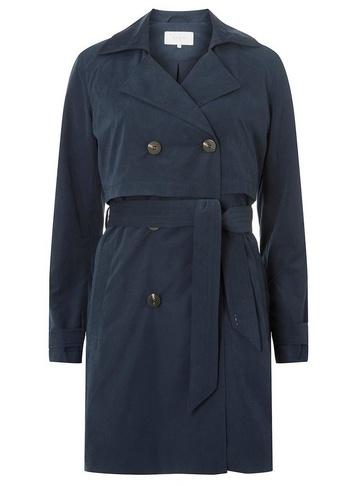 *vila Navy Tie Waist Trench Coat