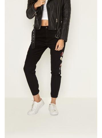Dorothy Perkins *girls On Film Black Embroidered Mom Jeans