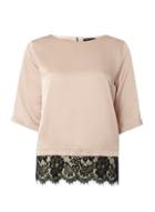Dorothy Perkins Satin Blush Lace Hem T-shirt