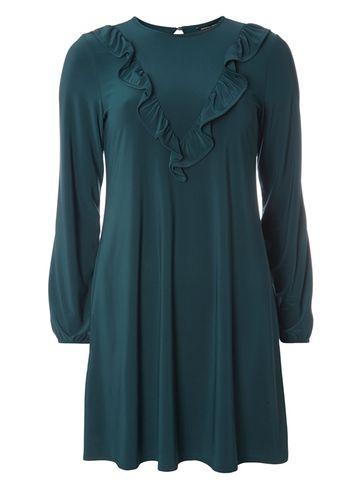 Dorothy Perkins Green Ruffle Front Swing Dress