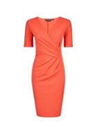 Dorothy Perkins *coral Wrap Pencil Dress