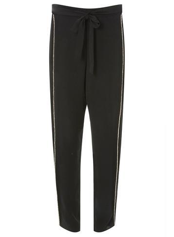 Dorothy Perkins Black Diamante Trim Tapered Leg Trousers