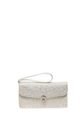 Dorothy Perkins White Glitter Wristlet Clutch Bag